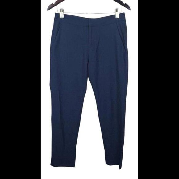 Everlane Slim‎ Wool Ankle Slit Navy Trousers 2 EUC - Picture 1 of 4
